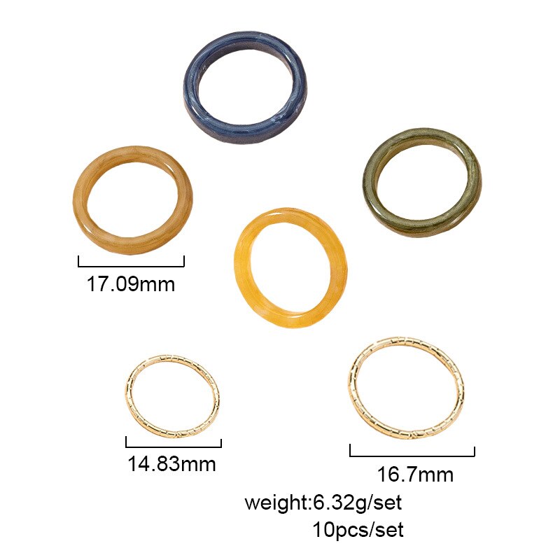 1 Bộ Nhẫn Nữ Trang Đính Đá Acrylic Phong Cách Hàn Quốc