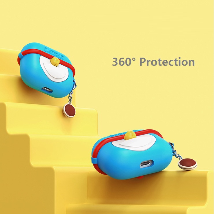 Vỏ Bảo Vệ Hộp Sạc Tai Nghe Airpods 3 / Airpods Pro 2 / Huawei Freebuds Pro 2 / Freebuds 4 Bằng Silicon Hình Doraemon 3D Dễ Thương