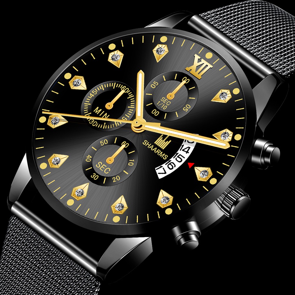 Đồng hồ nam chính hãng SHAARMS dây thép cao cấp Nhật Bản kim loại phát sáng | BigBuy360 - bigbuy360.vn