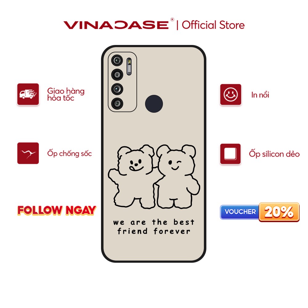 Ốp lưng Vina Case Vsmart Joy 3/Joy 4/Bee 3/Star 3/Aris/....dẻo đen viền bảo vệ camera hình Gấu cặp