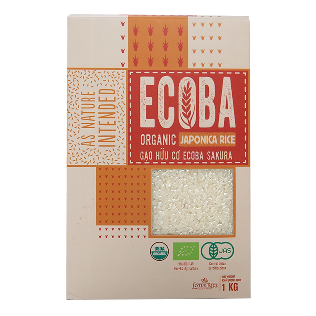 Gạo Nhật hữu cơ nấu cháo cho bé - ECOBA Sakura 1kg