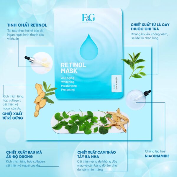 Mặt Nạ Dưỡng Da Retinol Mask E&amp;G Beauty Hàn Quốc Xóa Mờ Vết Nhăn, Thâm Nám, Cấp Ẩm Cho Da