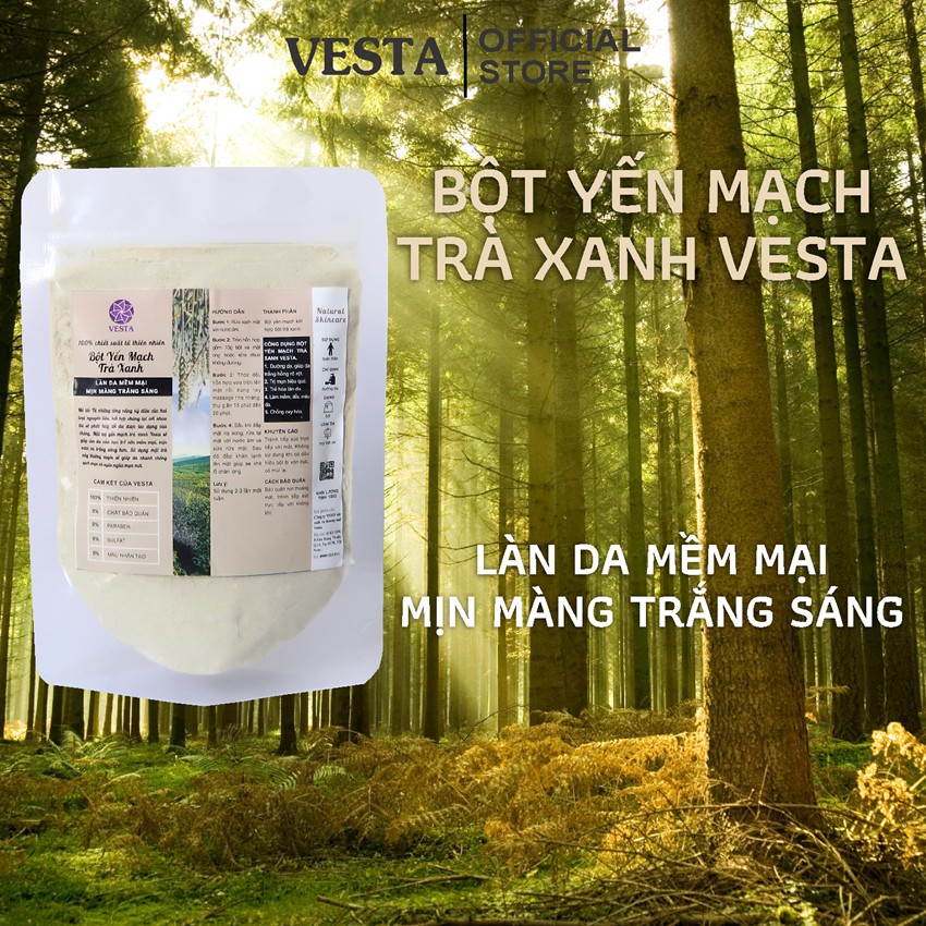 Bột Yến Mạch Trà Xanh Nguyên Chất Vesta 100gr