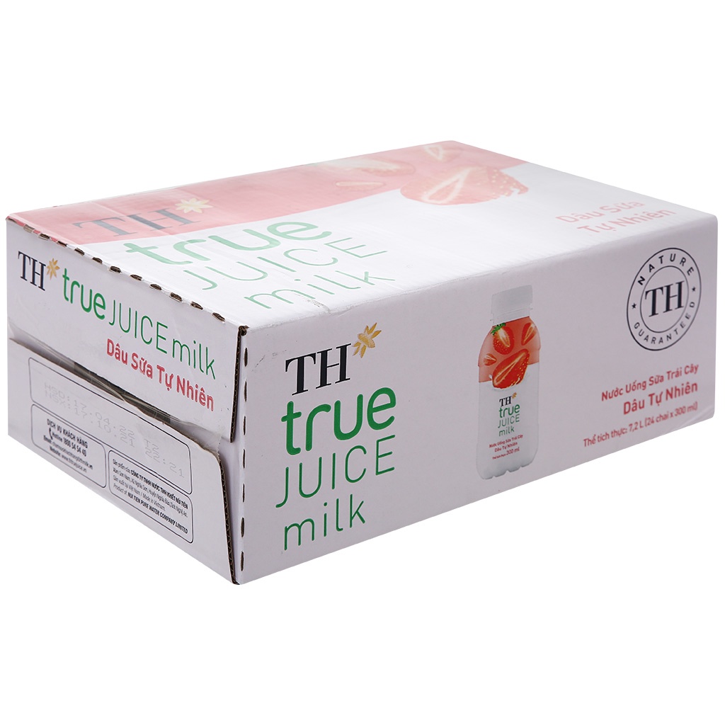 Thùng 24 chai nước uống sữa trái cây TH True Juice Milk cam/ dâu 300ml