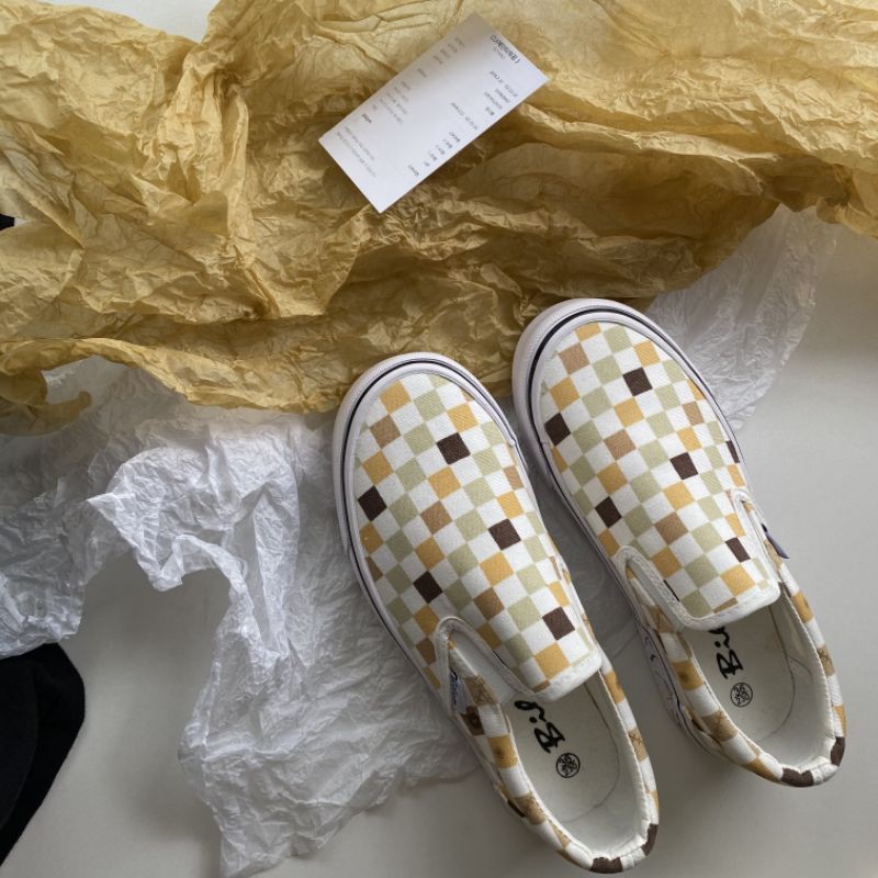 [ORDER] Giày slip on ulzzang họa tiết kẻ caro (giày lười)