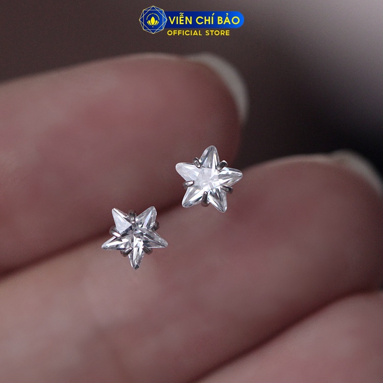 Khuyên tai bạc nữ Ngôi sao kim cương chất liệu bạc 925 đính đá thời trang phụ kiện trang sức nữ Viễn Chí Bảo E028H