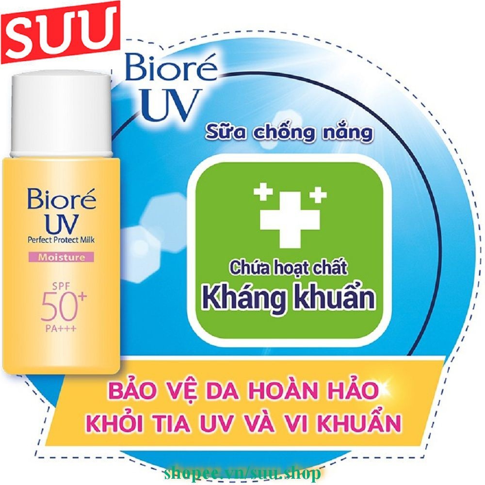 Sữa Chống Nắng 25ml Biore UV Perfect Protect Milk Moisture Dưỡng Ẩm SPF50+/PA+++, suu.shop Cam Kết 100% Chính Hãng.