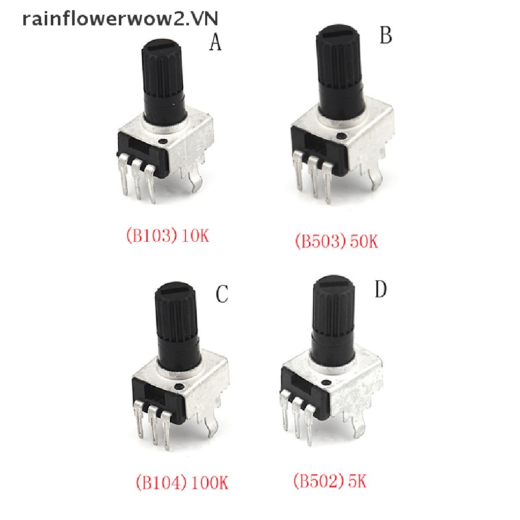 Bộ 10 Chiết Áp RV09 5-100K 12.5mm Trục 3 Chấu Có Thể Điều Chỉnh