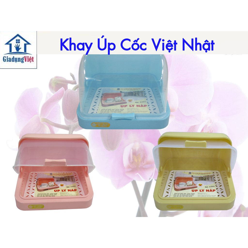 [Nhựa Việt Nhật] Khay úp cốc Việt Nhật có nắp đậy bảo vệ No.1355