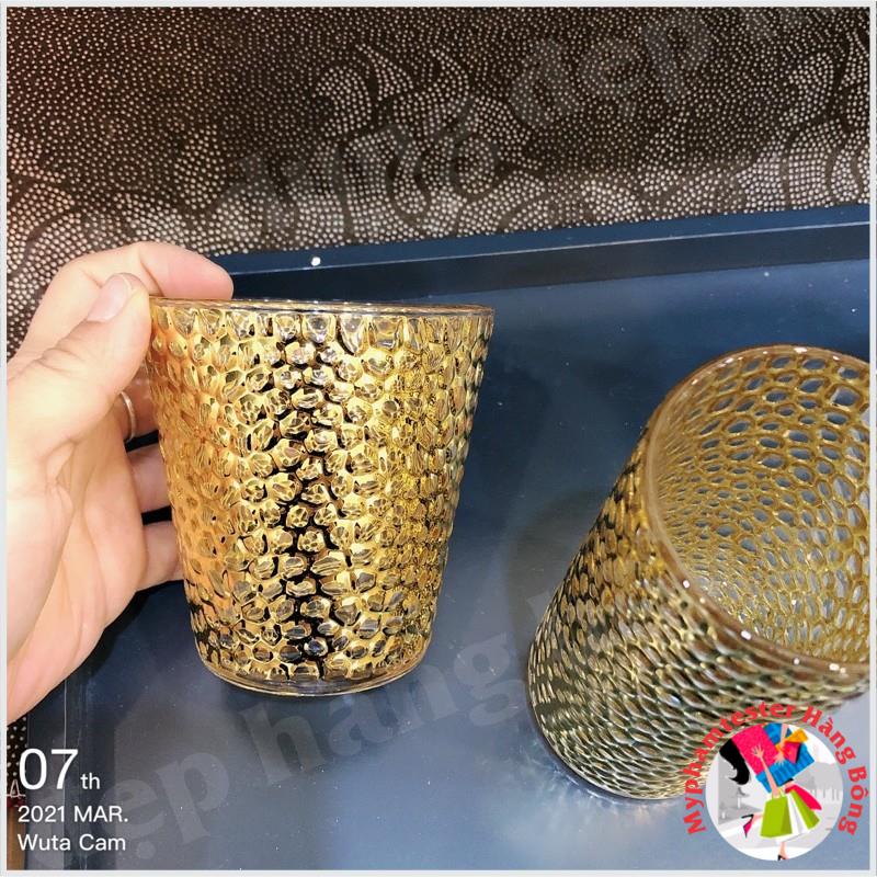 Bộ 6 cốc thuỷ tinh sần vàng hoàng gia cao cấp