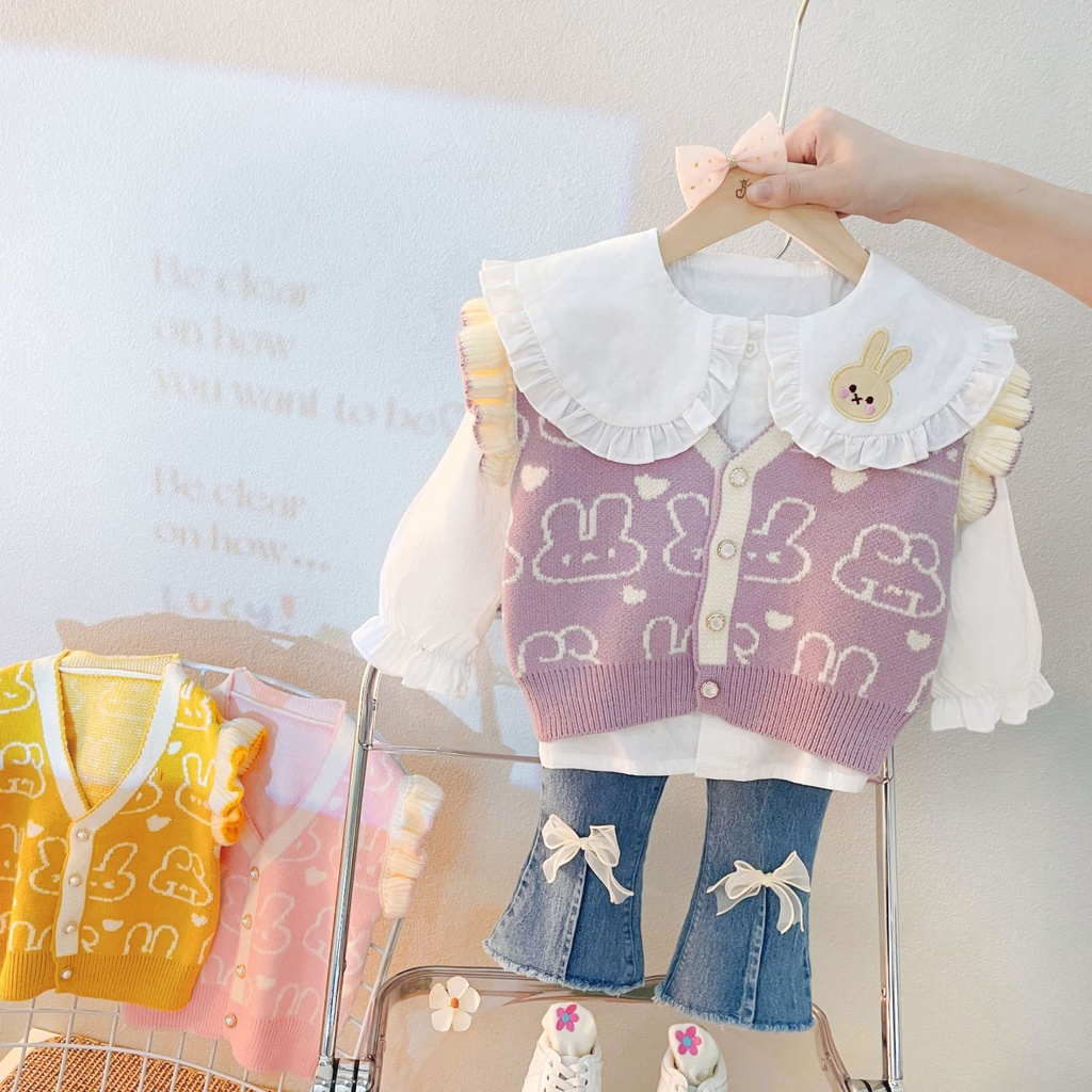 Set Đồ 2 Món Phong Cách Phương Tây Thời Trang Xuân Thu Cho Bé Gái 1-3 Tuổi