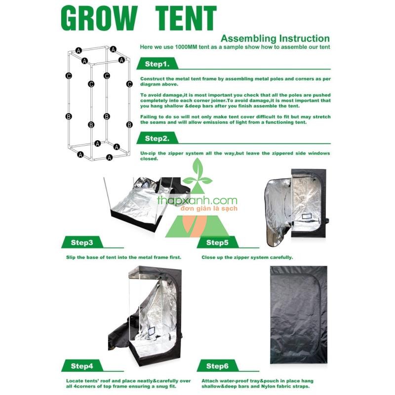 Lều trồng cây 100*100*200 cm, Nhà trồng nấm, Lều vải 600D phản quang, Grow tent