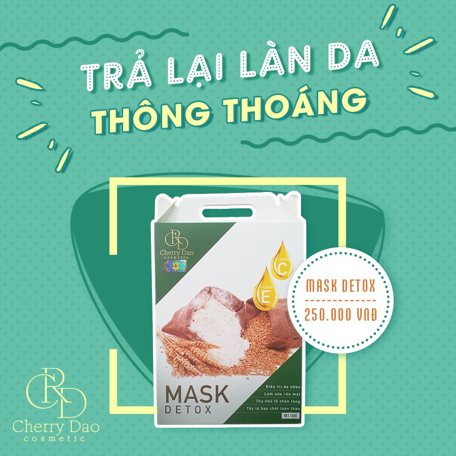 Mặt Nạ CRD Cherry Đào Thải Độc Trà Xanh Cám Gạo 150Gr