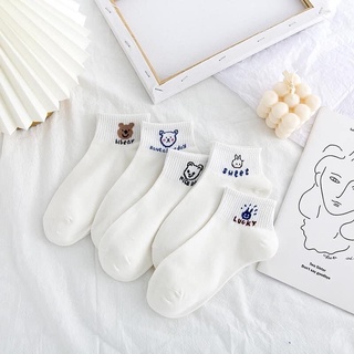 Tất ngắn cổ hoạ tiết gấu thỏ