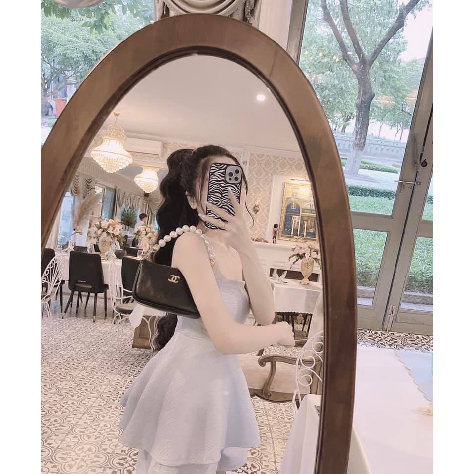 Túi Xách Nữ Đeo Chéo Dây Xích Quai Ngọc Thêu Chỉ Ô Trám Tiểu Thư Giá Rẻ M42