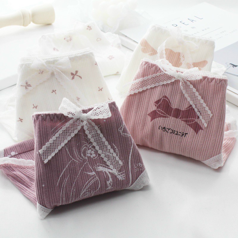 Quần Lót Nữ Cotton Nơ Hồng Dễ Thương Kháng Khuẩn Mềm Min Underwear 250150