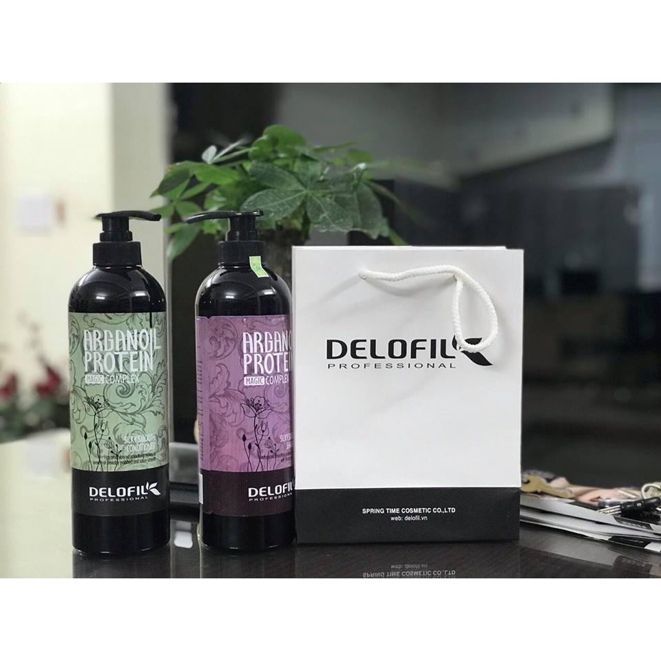 ( cặp dầu gội protrin ) Dầu Gội Arganoil Protein Delofil Dưỡng Ẩm Phục Hồi Tóc Hư Tổn Ngăn Ngừa Gàu 800ml