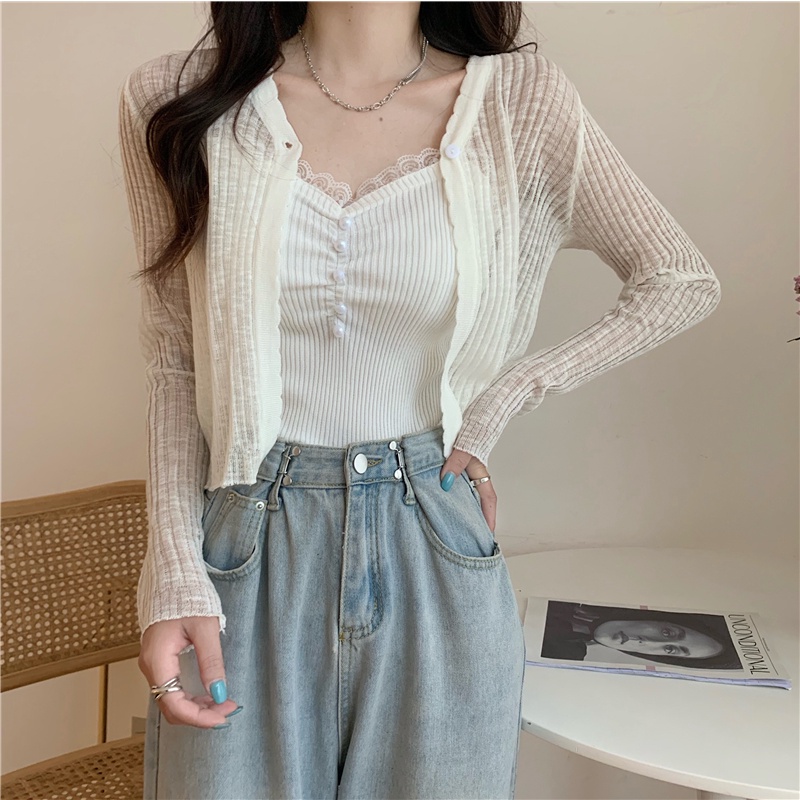 Áo khoác cardigan dệt kim chống nắng dáng rộng phong cách Hàn Quốc thời trang cho nữ | BigBuy360 - bigbuy360.vn