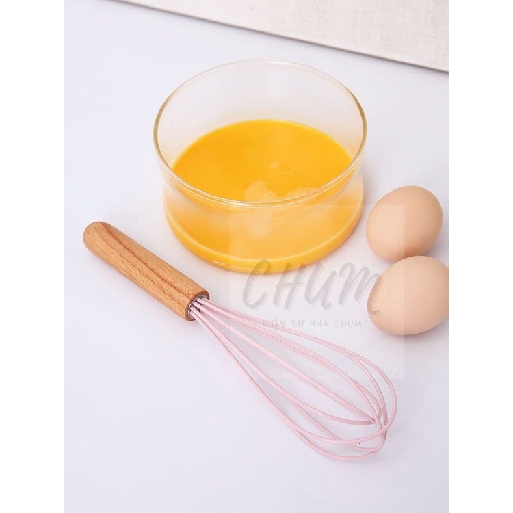 phới lồng đánh trứng silicon cán gỗ màu pastel siêu xinh Chumdecor SLC11 G15