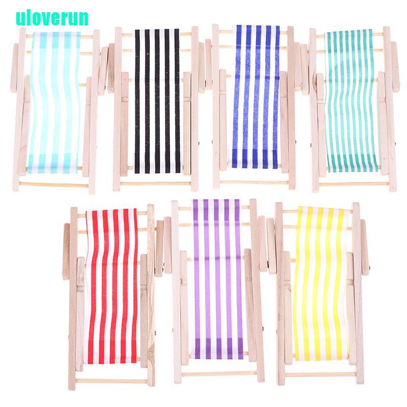 1 Mô Hình Ghế Bãi Biển Bằng Gỗ Tỉ Lệ 1: 12 Trang Trí Nhà Búp Bê