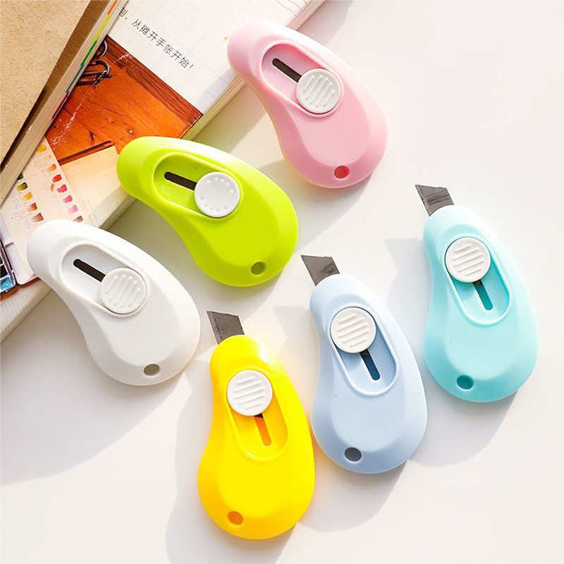 Hoạt Hình Dao Cắt Giấy Mini Màu Trơn Tiện Dụng Cho Học Sinh