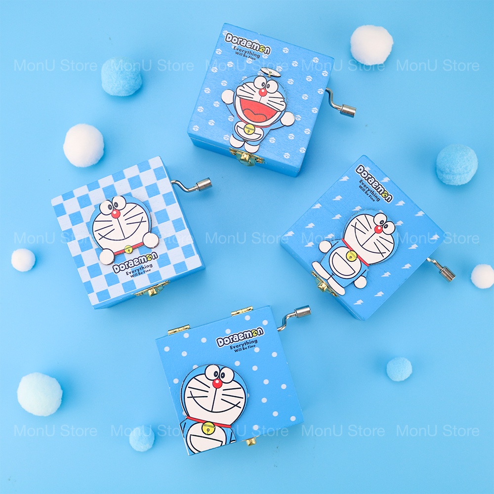 Hộp nhạc gỗ DORAEMON DOREMON tay quay dễ thương cute MON0255