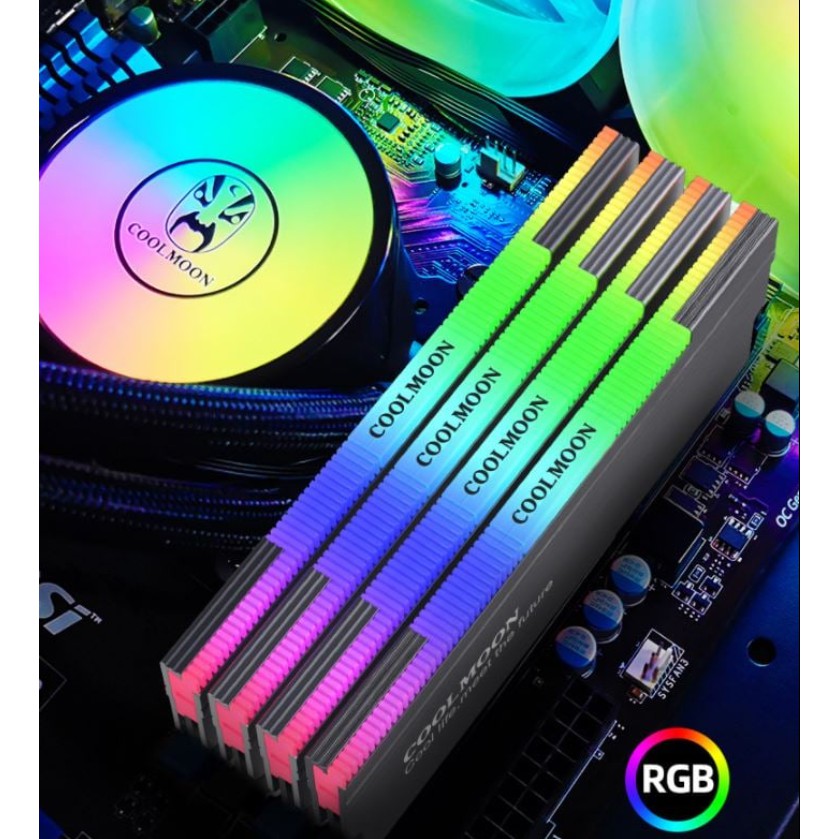 Tản Nhiệt Ram Led RGB Coolmoon - Đồng Bộ Hub Coolmoon , Đồng Bộ Mainboard - SIÊU ĐẸP