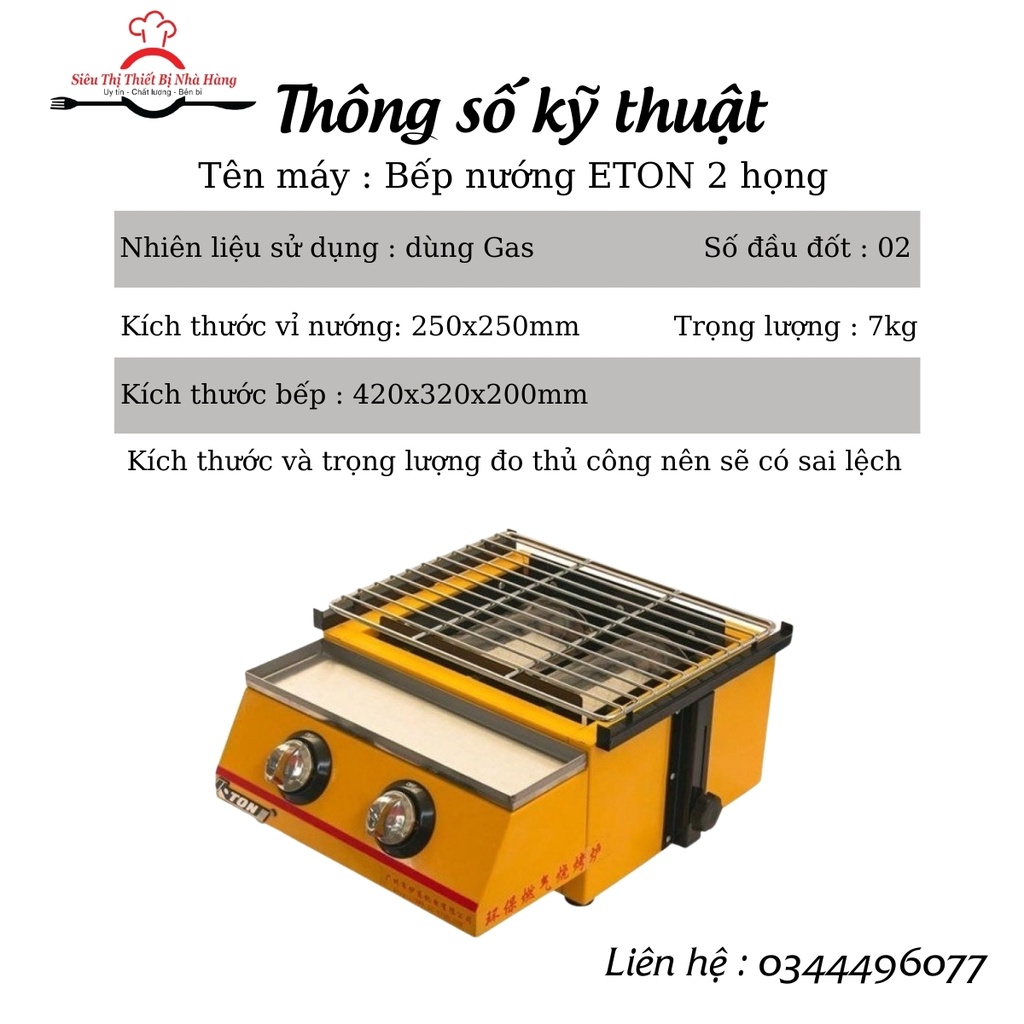 Bếp nướng BBQ, hàu nướng, nem lụi, bánh tráng, Bếp nướng ngoài trời dùng gas 2 họng