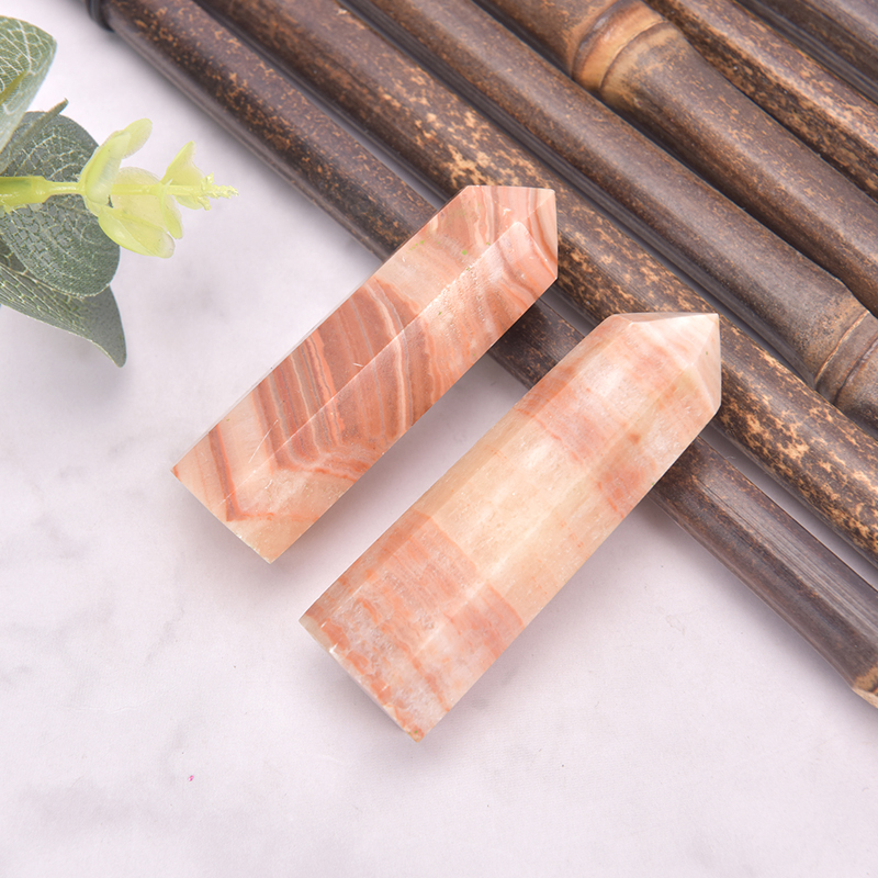 Viên đá thạch anh Rhodochrosite Trung Hoa tự nhiên hình trụ lục giác