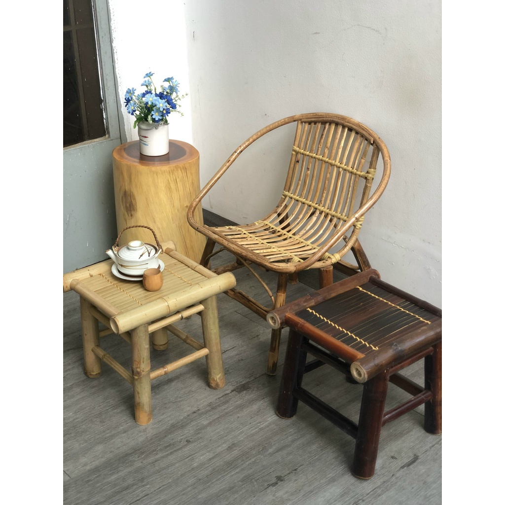Đôn tre tự nhiên KT 30 x 30cm-Chống ẩm mốc-phù hợp quán cafe, ban công...