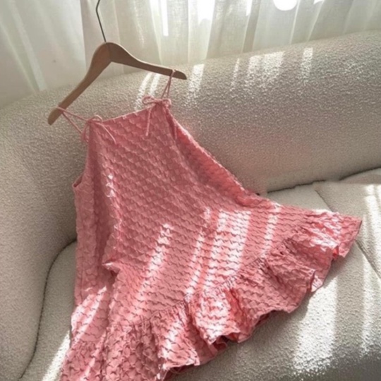 [Hàng sẵn] Đầm babydoll 2 dây nơ vai chất xốp nổi màu xanh bơ trắng hồng [kèm ảnh thật]