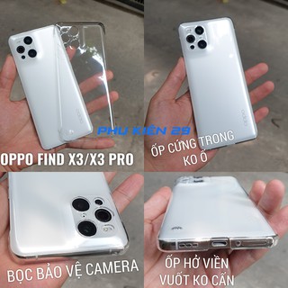 [Oppo Find X2 / X3/ Pro] Ốp lưng cứng trong suốt không ố màu bọc camera Pudini