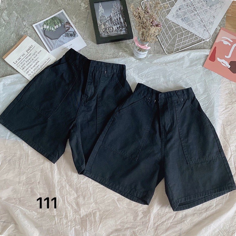 Quần short Kaki ngố lưng cao túi kiểu đĩa chéo. Size SML Có 2 màu hàng VNXK Ms111