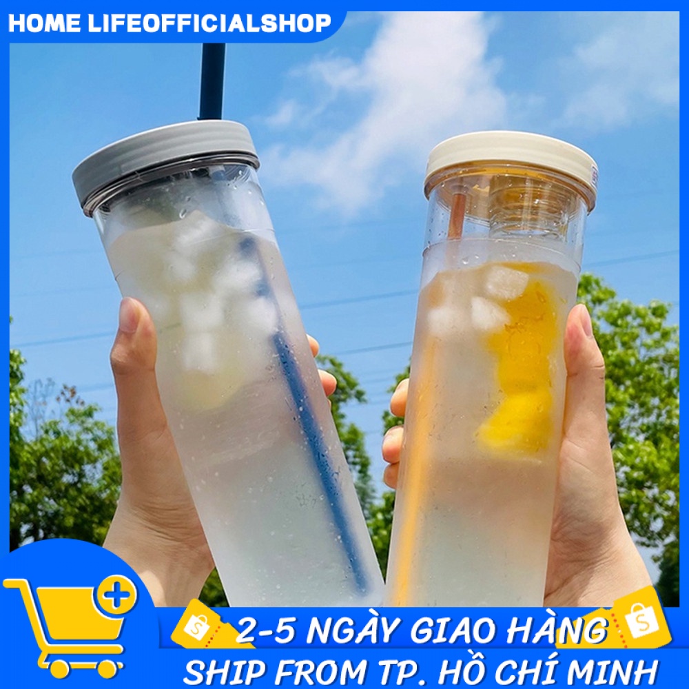 Cốc đựng nước dung tích lớn 700ml có ống hút tiện lợi cho sinh viên, nhân viên văn phòng