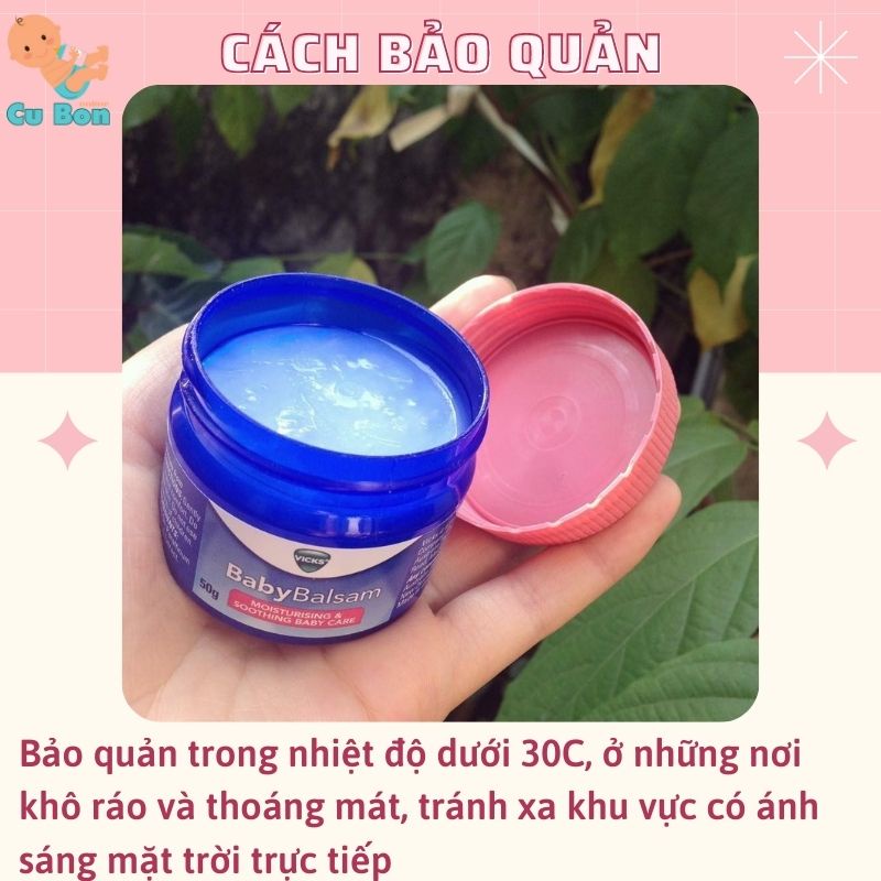 Dầu ấm ngực Vicks Baby Balsam cho bé từ sơ sinh hũ 50g Của Úc Giúp Giảm Ho Chống Ngạt Cảm phù hợp khi nằm lạnh