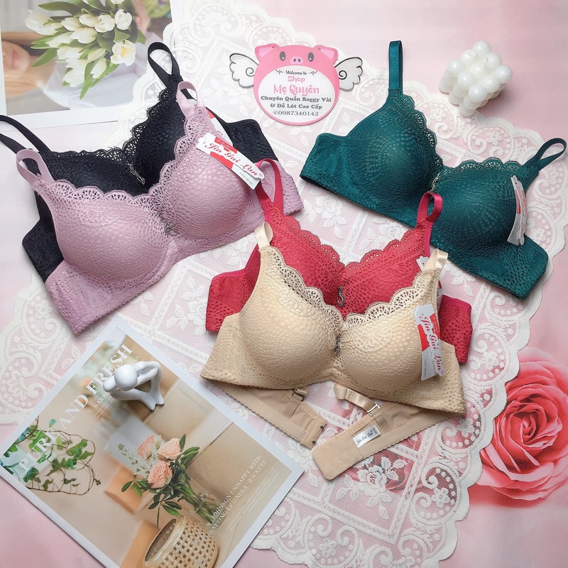 Áo lót ren nữ mút mỏng không gọng, lót chân ngực 1cm chống xệ nâng ngực,