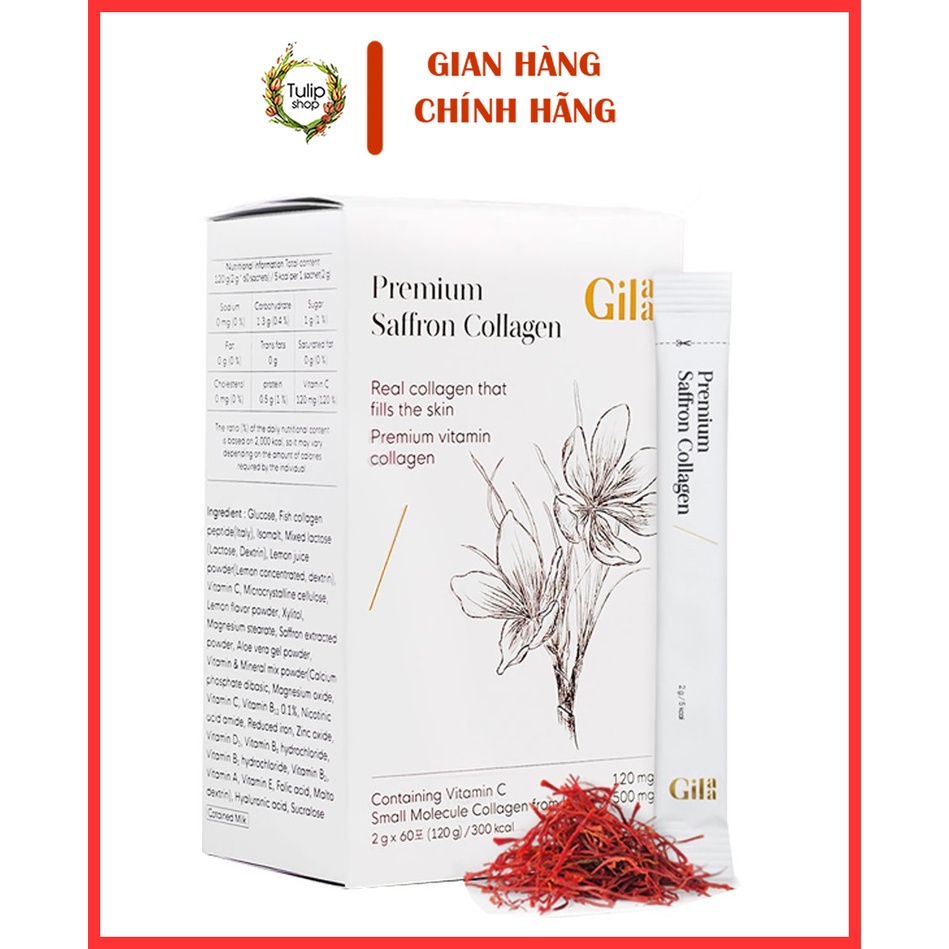 Bột Uống Collagen Cao Cấp Kết Hợp Saffron  Gilaa Premium Collagen Saffron - Tulipshop123