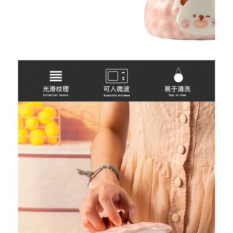 Bát Ăn Mì Có Nắp Đậy Bằng Sứ Hình Gấu Trắng Dễ Thương Dùng Được Trong Lò Vi Sóng