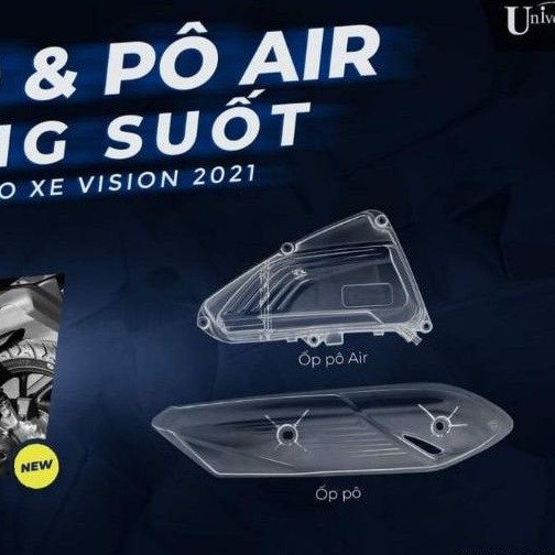 bộ 2 ốp che lọc gió, pô ống xã Vision 2021 trong suốt