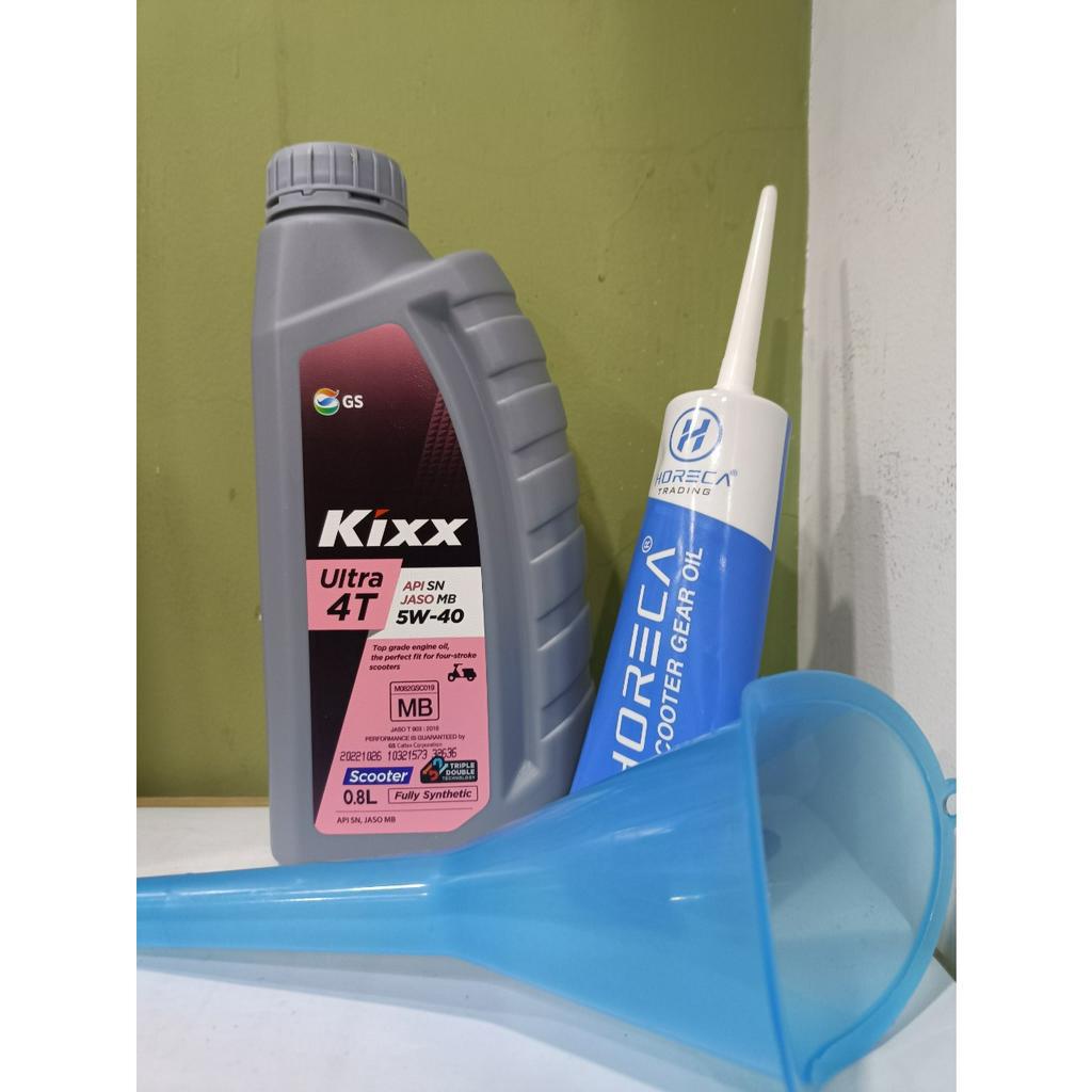 ( KM Tặng Phễu Châm Nhớt) Combo Dầu Nhớt Tay Ga Kixx 5w40 800ml (0.8L) + Nhớt Lap Horeca 120ml