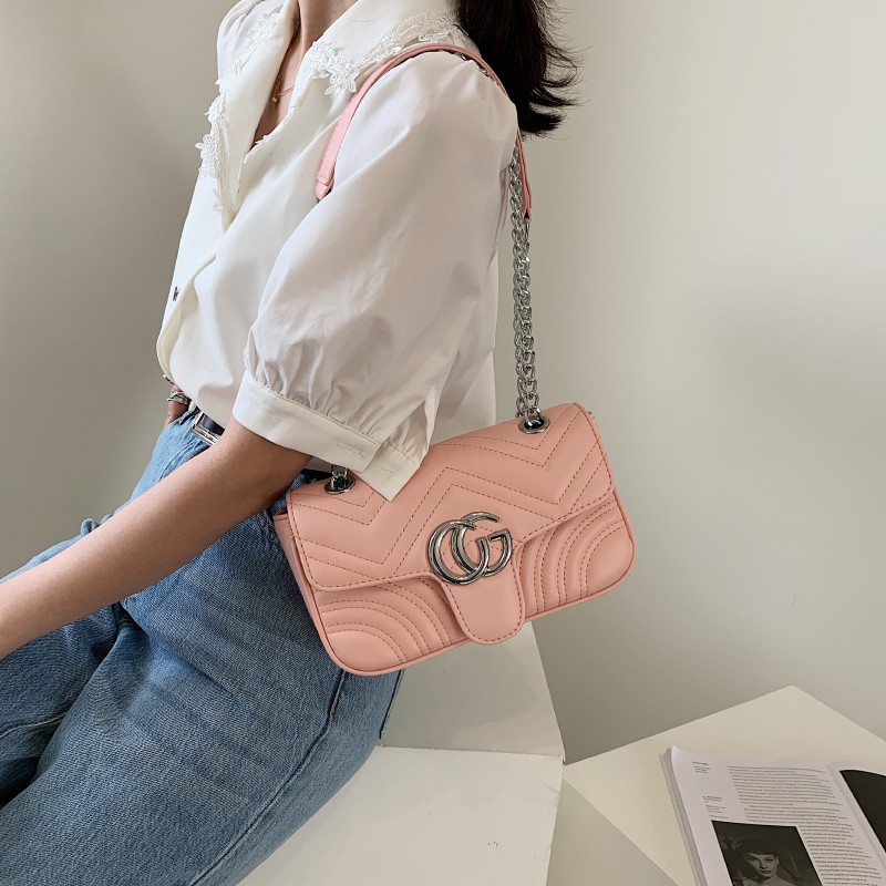 Túi xách GC vuông nữ thêu lưới cá tính dây chuyền bạc cao cấp Ulzzang siêu xinh ❤️