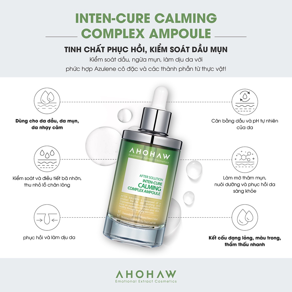 Tinh chất làm dịu da - giảm viêm - cải thiện mụn trứng cá Inten Cure Calming Complex Ampoule (50 ml - 150 ml)