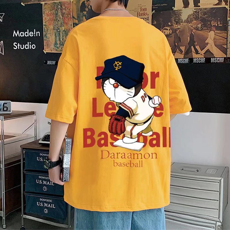 Áo Thun Ngắn Tay Oversize In Họa Tiết Doraemon Cá Tính Theo Phong Cách Mùa Hè Dành Cho Nam / Nữ / SIze M-8XL