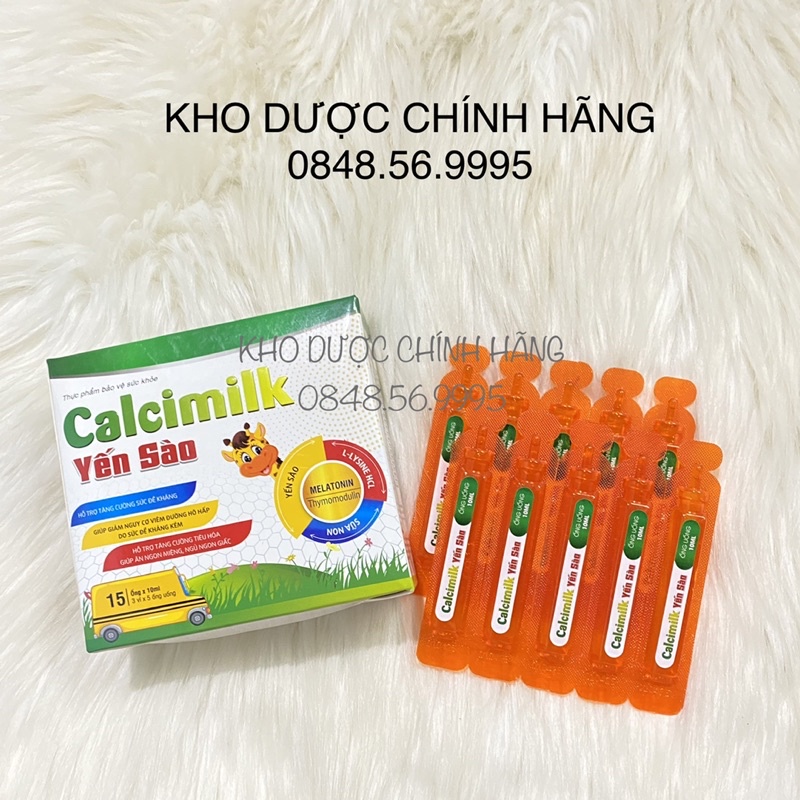Siro ăn ngon ngủ ngon YẾN SÀO Calcimilk hộp 15 ống - Tăng cường tiêu hoá, tăng sức đề kháng cho cơ thể