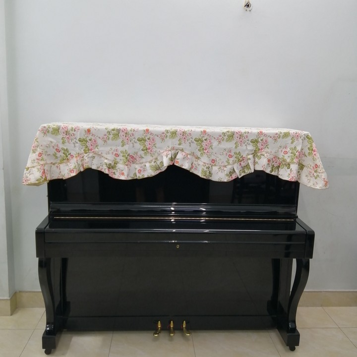 BỘ KHĂN PHỦ ĐÀN PIANO CƠ VÀ PHỦ GHẾ ĐÀN MẪU HOA XUÂN NHẬP KHẨU