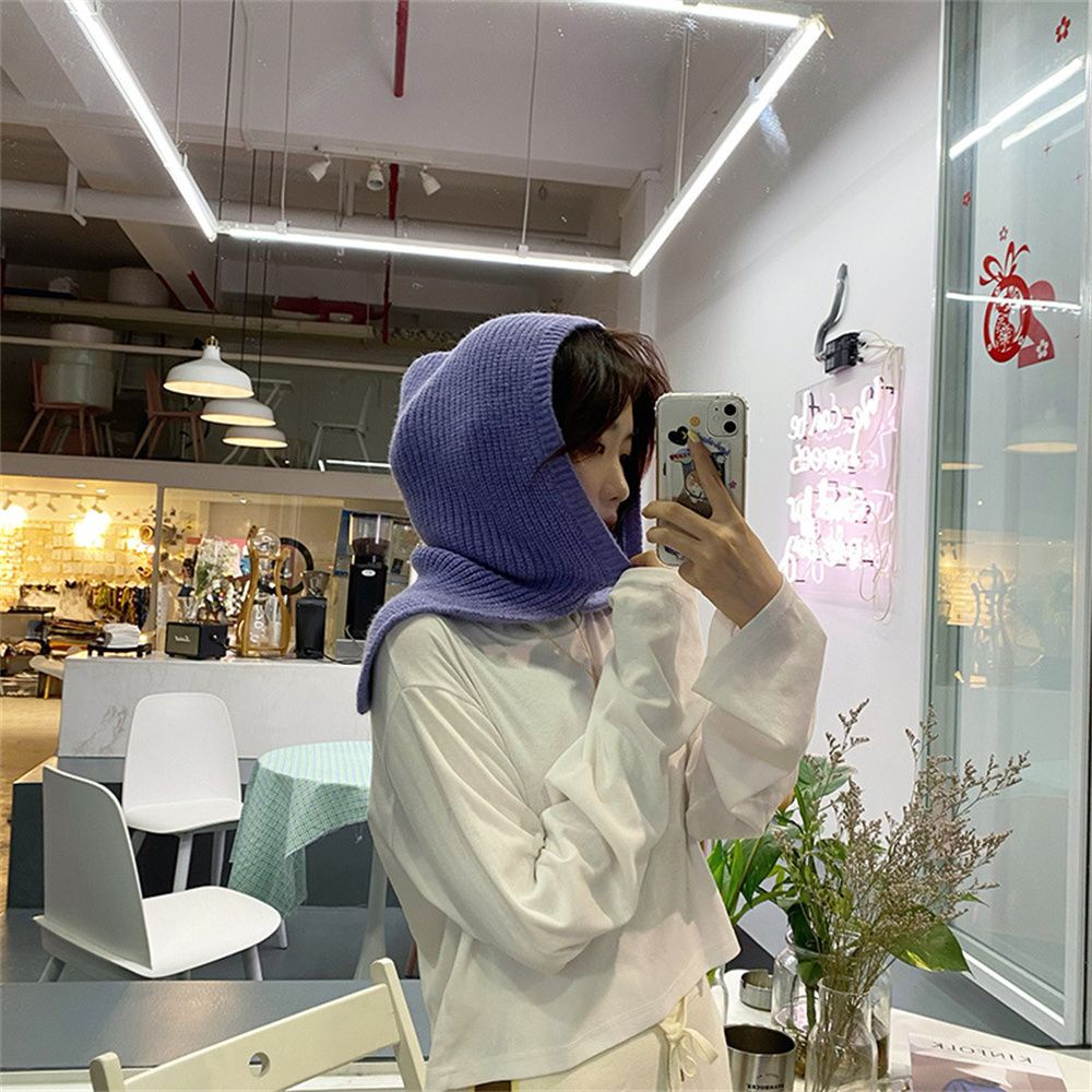 Mũ len dệt kim trùm đầu giữ ấm có thể điều chỉnh nhiều màu tùy chọn cho nữ