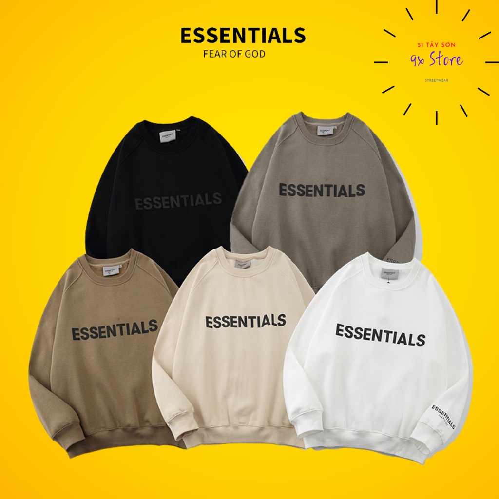 Áo sweater Essentials nỉ bông in nổi hàng cao cấp Ss2021