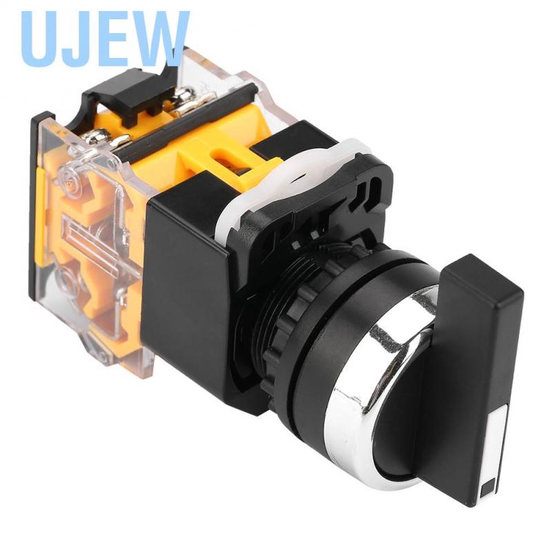 Ujew 22mm 3 Position Auto Reset Selector Momentary Rotary Switch Long Handle LA38-20BX33 