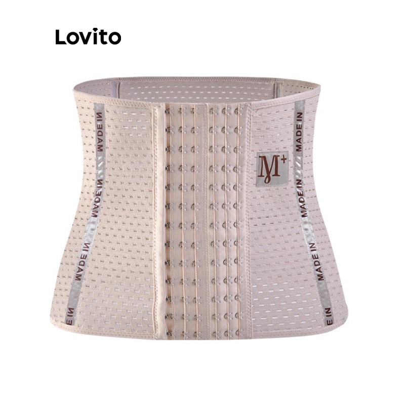 Áo nịt Lovito thoáng khí in chữ L00004 (màu đen/be) | BigBuy360 - bigbuy360.vn