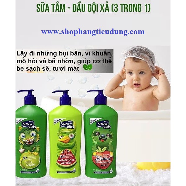 [Chính Hãng] Dầu gội, tắm, xả  cho bé 3in1 Suave Kids- 532ml.